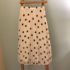 Polka dot skirt- cream skirt, black dots-new